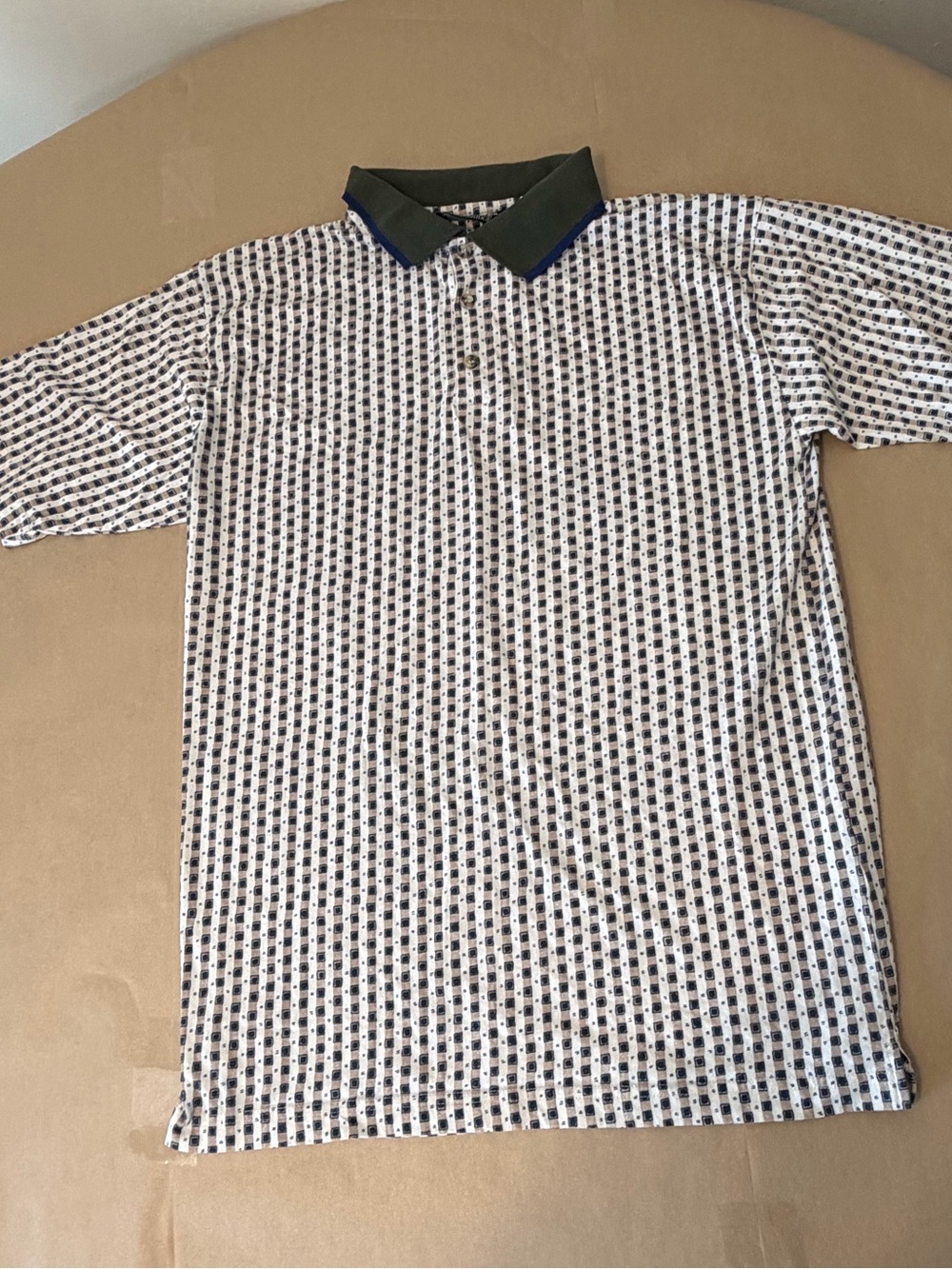 Knightsbridge Geometric Print Golf Polo Shirt 100% Cotton Men's Medium